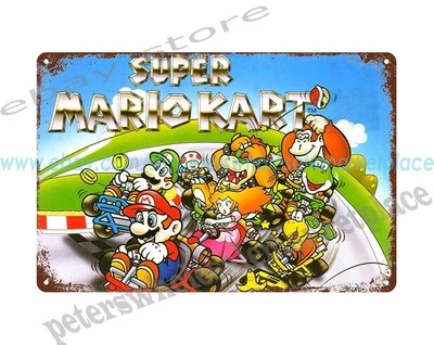 1990s Super Mario Kart childhood memory metal tin sign home 