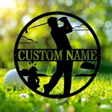 Custom Golf Metal Sign - Golfer Metal Sign - Personalized Golf Metal Monogram