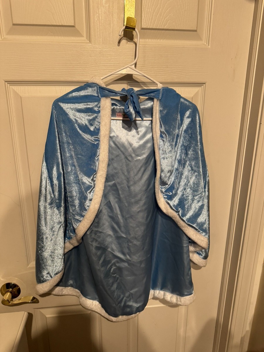 Princess Blue White Cape Winter Holiday Child Size 8-10 Faux Velvet