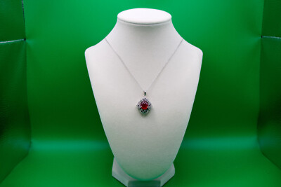 REDUZIERT Rubin (FF) & Multi Edelstein 9,20 ctw Anhänger Halskette in Rhodium über SS 20''