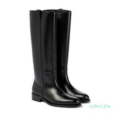 Women's Knee High Boots Leather Shoes Equestrian Riding Pull On Winter Oversize