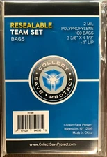 18,000 New CSP RESEALABLE TEAM BAGS; 3.375" x 4.5" + 1" Lip; 180 Packages