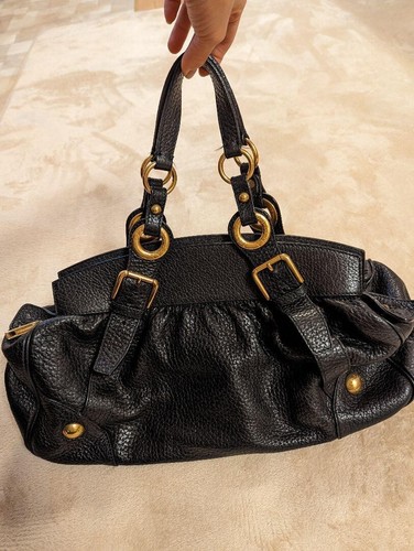 Dolce & Gabbana D&G DG Logo Leaf Leather Tote Bag Women Black Genuine - Picture 3 of 8