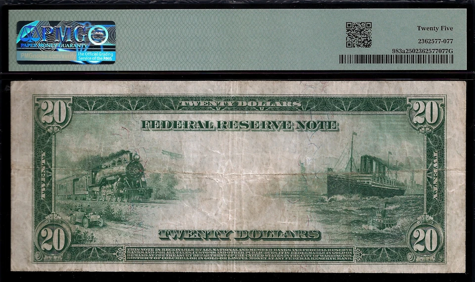 1914 $20 Federal Reserve Note PMG 25 - Richmond District- White-Mellon - Fr 983a - Image 2 of 3