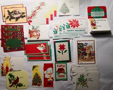Vintage Christmas Gifts Tags Assorted Sizes Lot Of 43 Pcs.