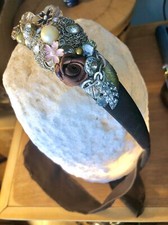 OOAK Upcycled Collage Altered Art Nouveau Wedding Fairy Brunette TieOn Headband