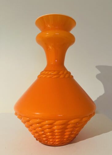 Vintage Empoli Orange Opalina Fiorentina Cased Glass Retro Italy MCM - Afbeelding 1 van 3