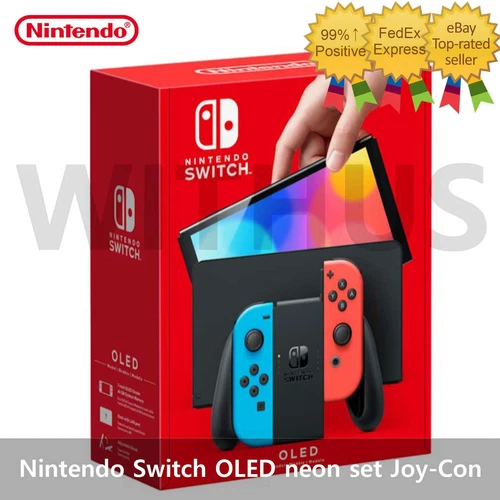 Nintendo Switch OLED Model HEG-001 Handheld Console - 64GB - Neon Blue/Neon Red