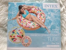 INTEX RAINBOW SPRINKLE DONUT TUBE SWIMMING POOL FLOAT 45 INCHES AGES 14 