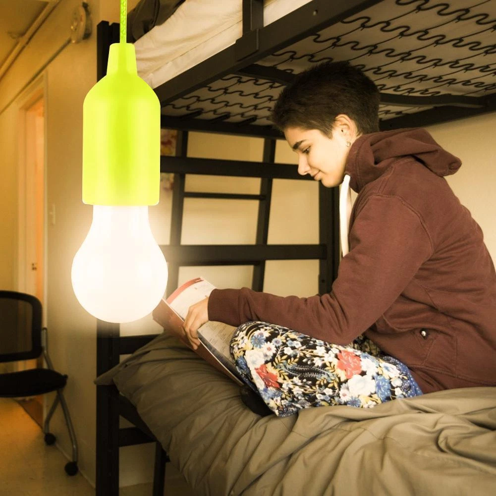 LED Pull Cord Light Bulb Battery Portable Hanging Lamp Green eBay