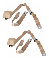 3 Point Retractable Bench Seat Belts Tan Hotrod Musclecar Truck Lhrh Pair