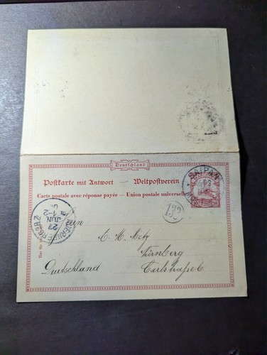 Mariana Islands Colony Postcard and Reply Card Cover Saipan to Nurnberg Germany - 第 1/2 張圖片