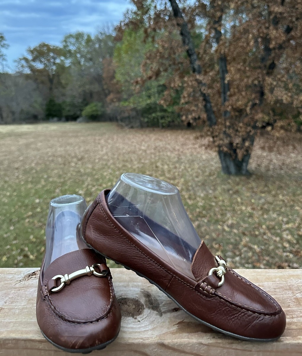 BORN Soft Leather Horsebit Driving Loafer Slip On Shoes Women's M Brown