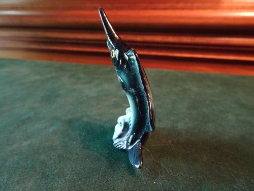 MINIATURE BONE CHINA MARLIN SWORDFISH SAILFISH FIGURINE, 2.5" TALL - Picture 2 of 6