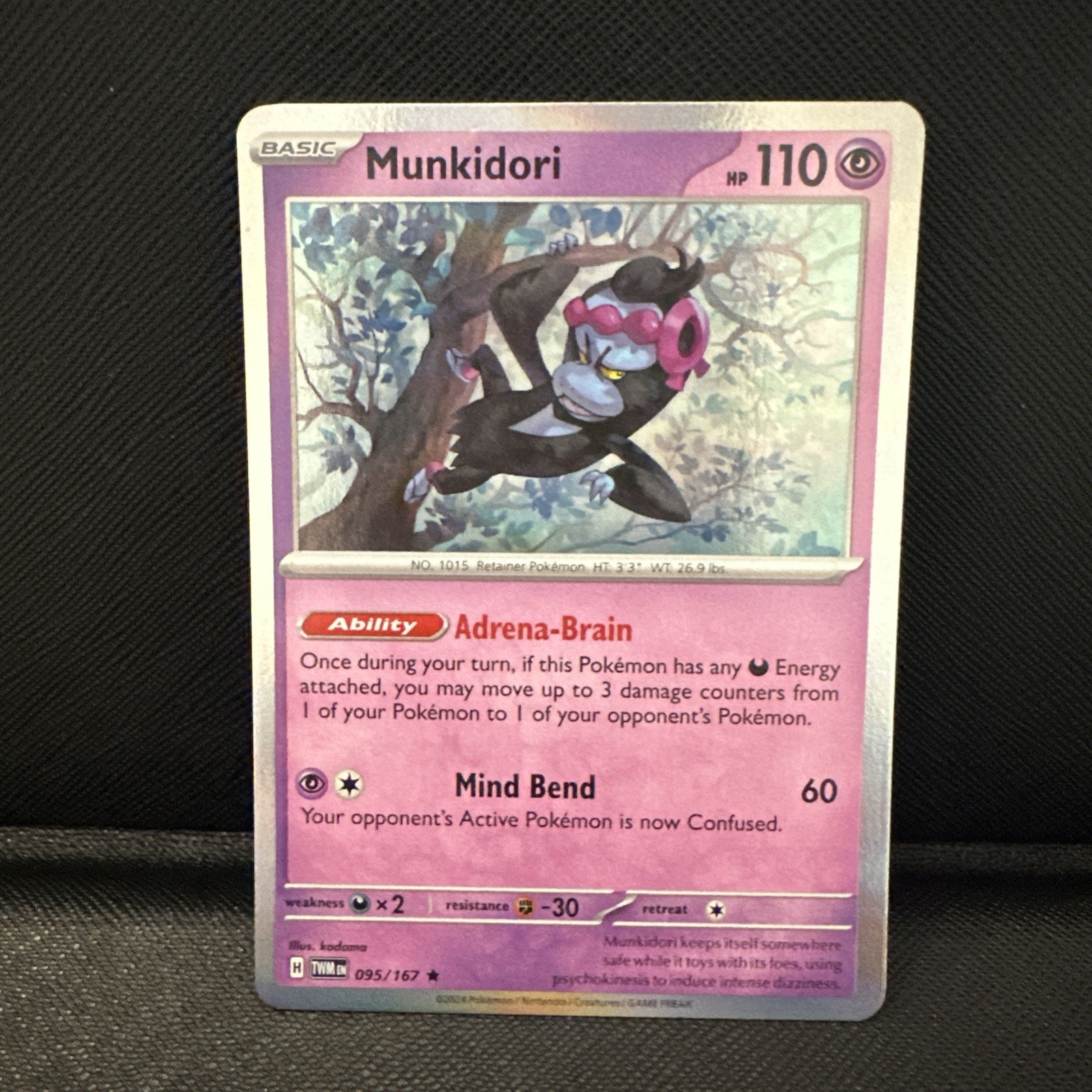 M/NM Munkidori 95/167 Holo Rare Twilight Masquerade Pokemon TCG