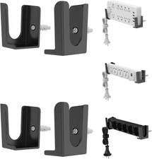 Power Strip Holder, 2 Set Wall Mount, Punch Free Socket Black 
