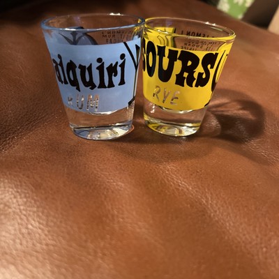 Shot Glass Sours Rye Daiquiri Rum Recipe vintage pair
