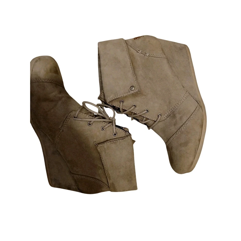 Botines Chukka Mad Love para mujer talla 11 tacón de cuña cuero gamuza marrón #1134 Foto 4 de 4