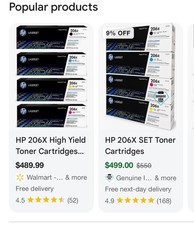 HP 206X Toner Cartridge - CMYK - High Yield Sealed Box Ships Today