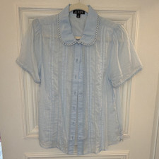 J.CREW Blue Solid 100% Cotton Button-Front Co...