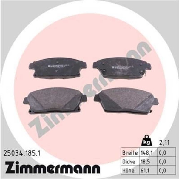 Zimmermann BremsbeläGe Vorne FüR Opel Mokka/Mokka X Astra J Chevrolet Cruze-image