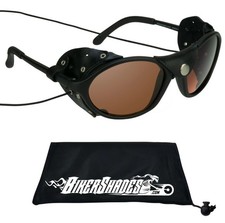 Glacier Sunglasses Goggles Leather Side Shields HD Blue Light Block Motorcycle