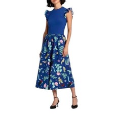 Target Latino Heritage Month Dress Womens Large Blue Birds Butterfly Midi NWT