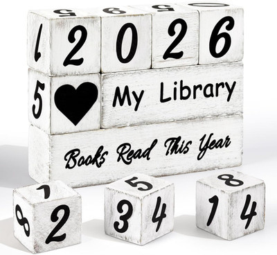 Books Read This Year Counter, 4-Digit Wooden Reading Tracker for Bookshelf Decor