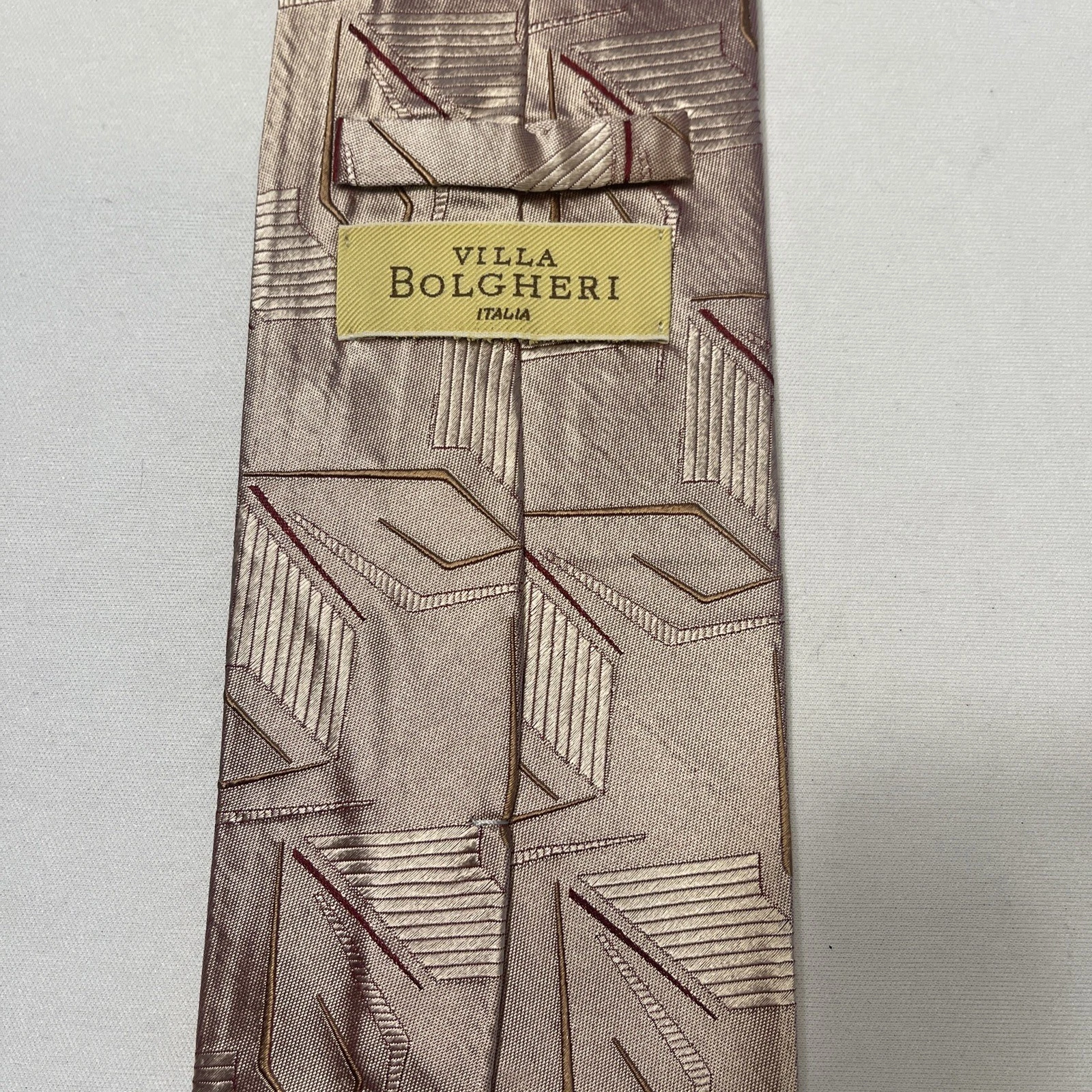 Bolgheri Mens Neck Tie Silk Geometric Italy 100% Silk - product detail image 6