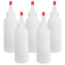 5Pcs Squeeze Bottles, 4 Oz Plastic Condiment Squeeze Bottles with Red Twist
