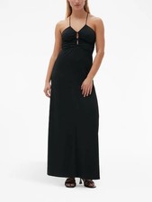 GANNI crossover-strap gathered maxi dress Size 42 (14)