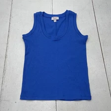 MoCo Boutique Tank Top Womens Small Blue Ribbed Stretch Layering Shirt