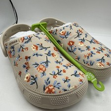Crocs NWT Classic Crafted Floral Clog Bone Embroidered Flowers Mens 6 Women 8