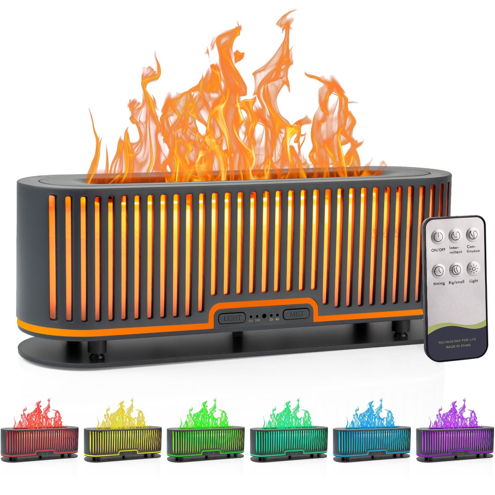 Colorful Flame Essential Oil Diffuser 200ML Aromatherapy Humidifier for Home Office