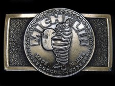 TI01147 VINTAGE 1970s  MICHELIN MADE IN USA  TIRE COMPANY ADVERTISEMENT BUCKLE