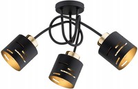 Deckenleuchte Flur 3-Flammig Schwarz Gold E27 L:45 Cm Deckenlampe Wohnzimmer