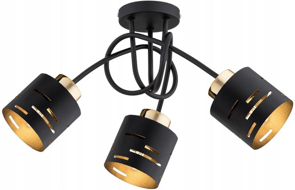 Deckenleuchte Flur 3-Flammig Schwarz Gold E27 L:45 Cm Deckenlampe Wohnzimmer-image