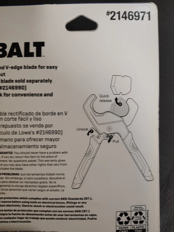 Kobalt 2146971 Pex Cutter Cuts Up to 1 inc For Rubber & Plastic Tubing - New - Image 3 of 4