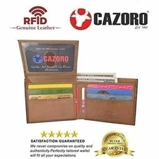 Wallet for Men Hunter Leather RFID Blocking Bifold Passcase Wallet With ID Windo