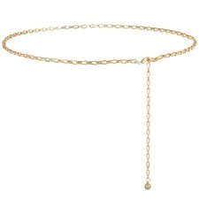 Gold Metal Waist Chain for S Fit for Waist up to 28 inches H-gold Tone-chain