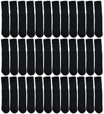 36 Units of Yacht  Smith Kids Solid Tube Socks Size 6-8 Black - Boys Crew Sock