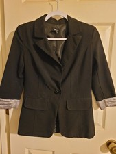 Women  s Black Blazer   3/4 Sleeve, Single Button, Tailored Fit   Size M