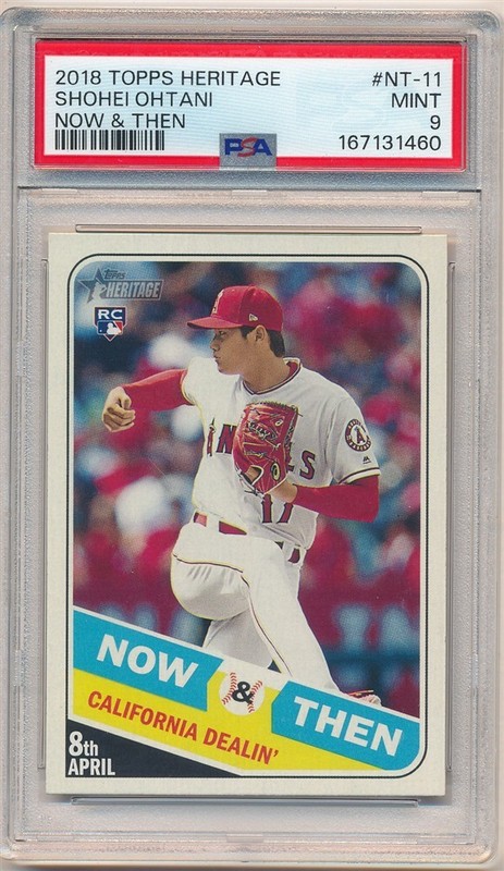 SHOHEI OHTANI 2018 TOPPS HERITAGE #NT-11 RC ROOKIE NOW & THEN ANGELS PSA 9 MINT