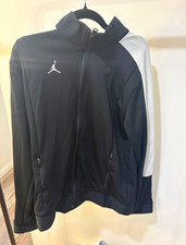 Jordan Black/White Colorblock Full-Zip Track Jacket Pockets Stand Collar L