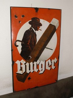 Original Burger Emailschild Emailleschild 40/50er Jahre 93cm x 60cm