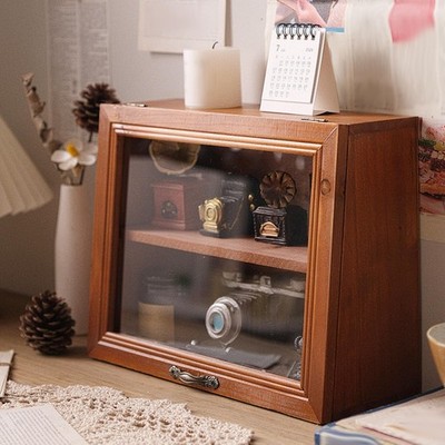 Figur Vitrine Schrank Holz Arbeitsplatte Container Flip Top Staubdicht Spielzeug