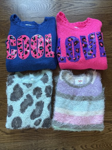 Lot Of 4 Justice Sweaters Size 10 Girls Fuzzy Pullover