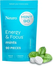 Neuro Energy & Focus Mints - Sugar Free 90 Count (Pack of 1), Peppermint 