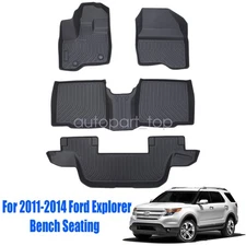 TPE Floor Mats Liners Set For 2011 2012 2013 2014 Ford Explorer Bench Seating