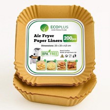 Carta Forno per Friggitrice ad Aria 200 Pezzi Quadrata 20x20 cm BPA Free